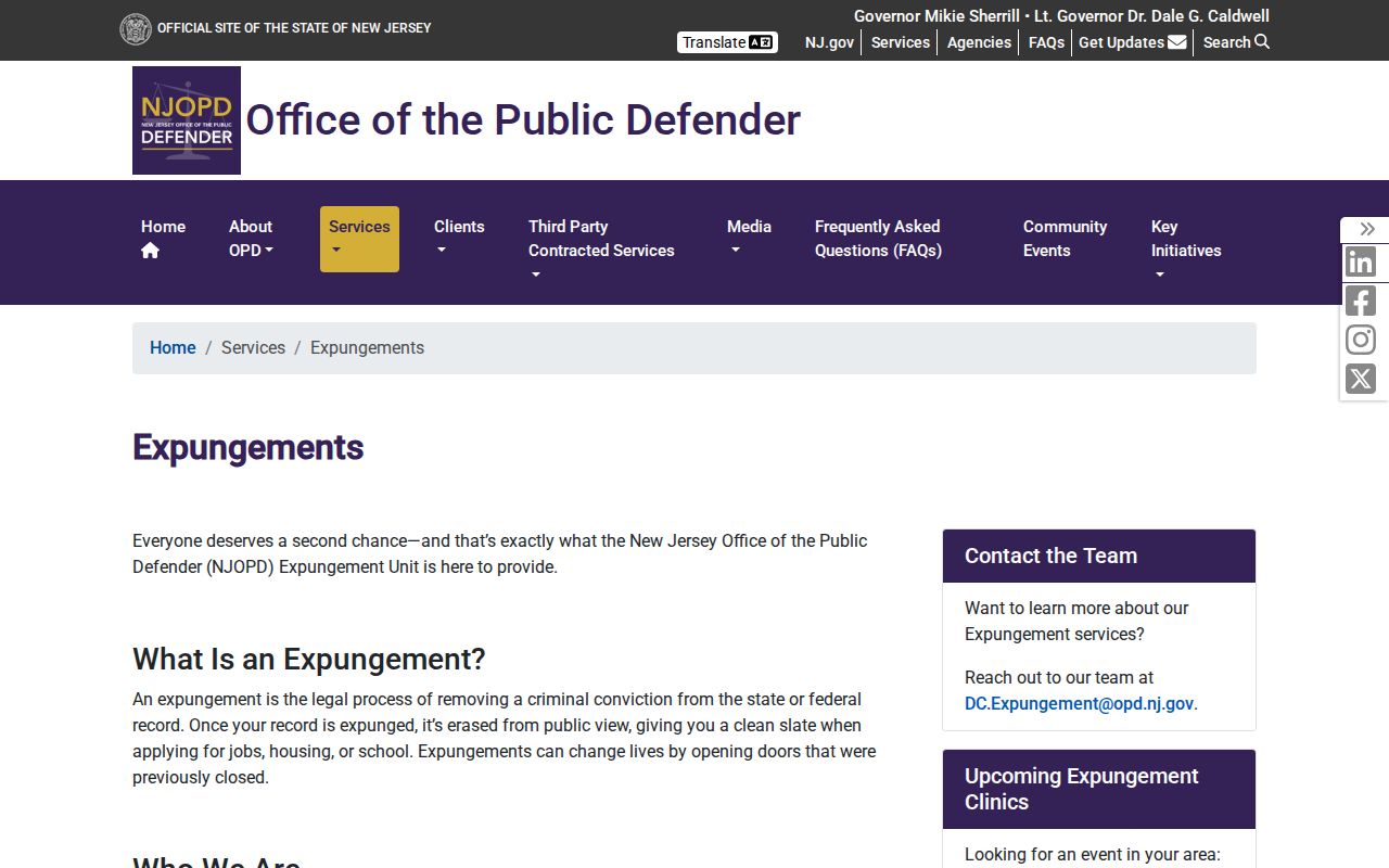 Salem County criminal record expungement assistance page